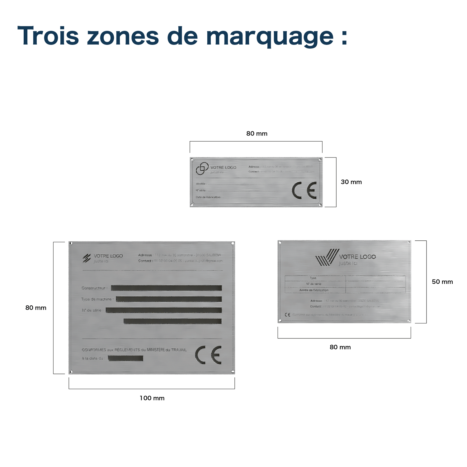 Support Identification Inox Plaques constructeurs / d'identification en alu souple – Boutique du ...